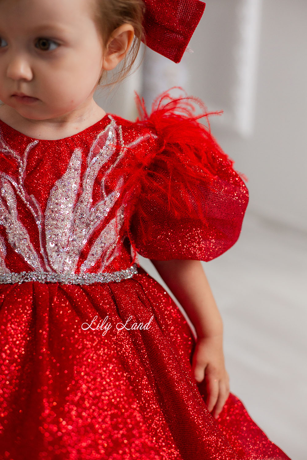 Daphne Sparkling Girl Dress in Red