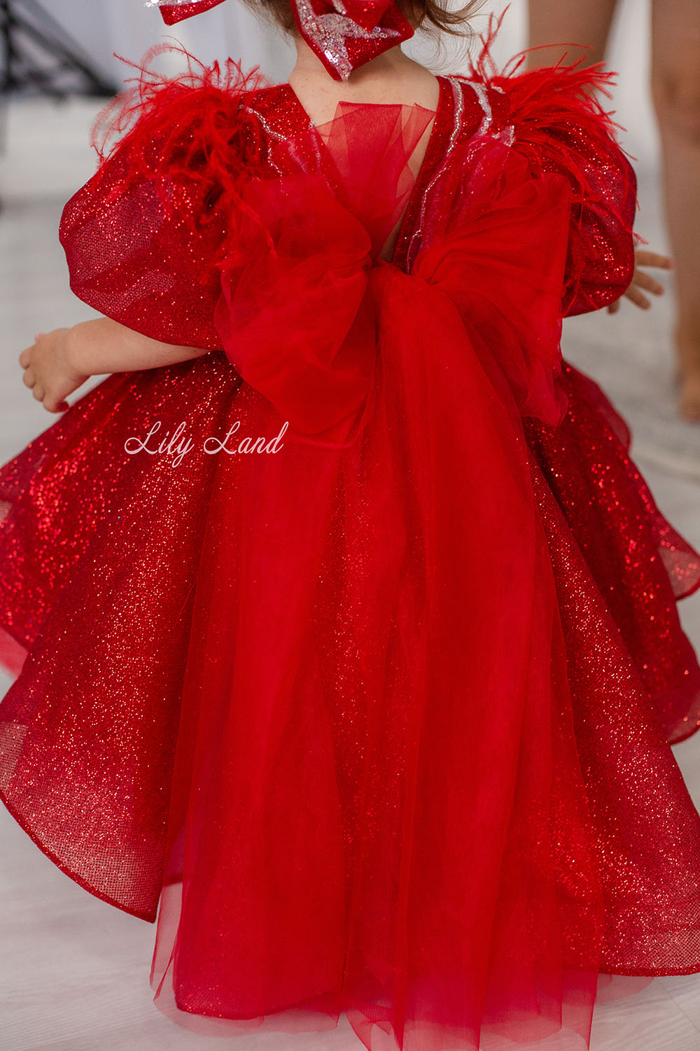 Daphne Sparkling Girl Dress in Red