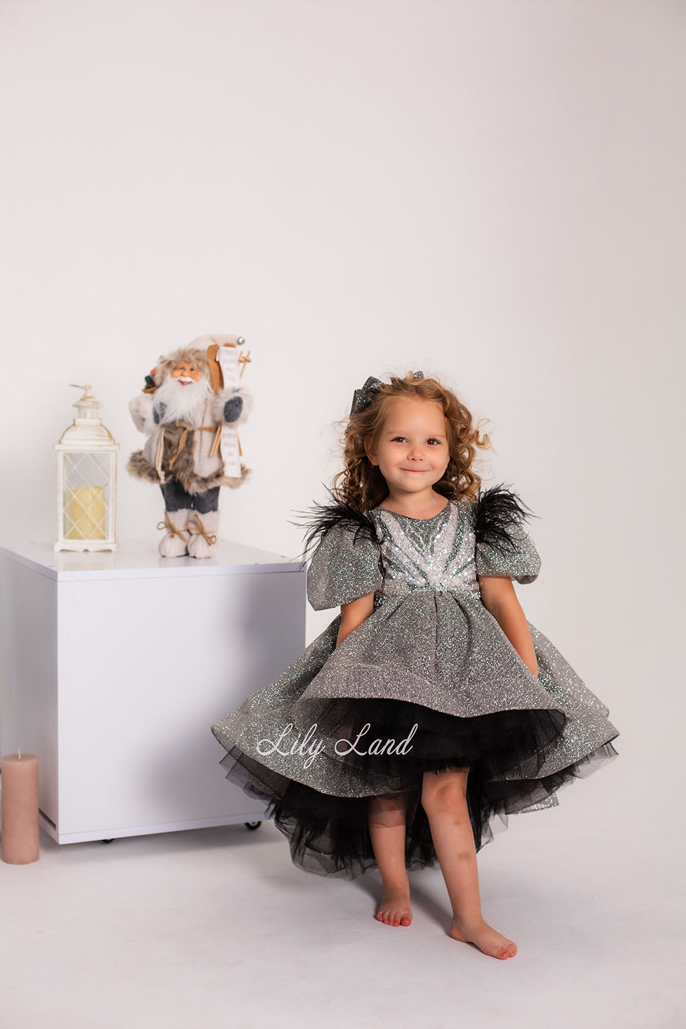 Daphne Sparkling Girl Dress in Silver