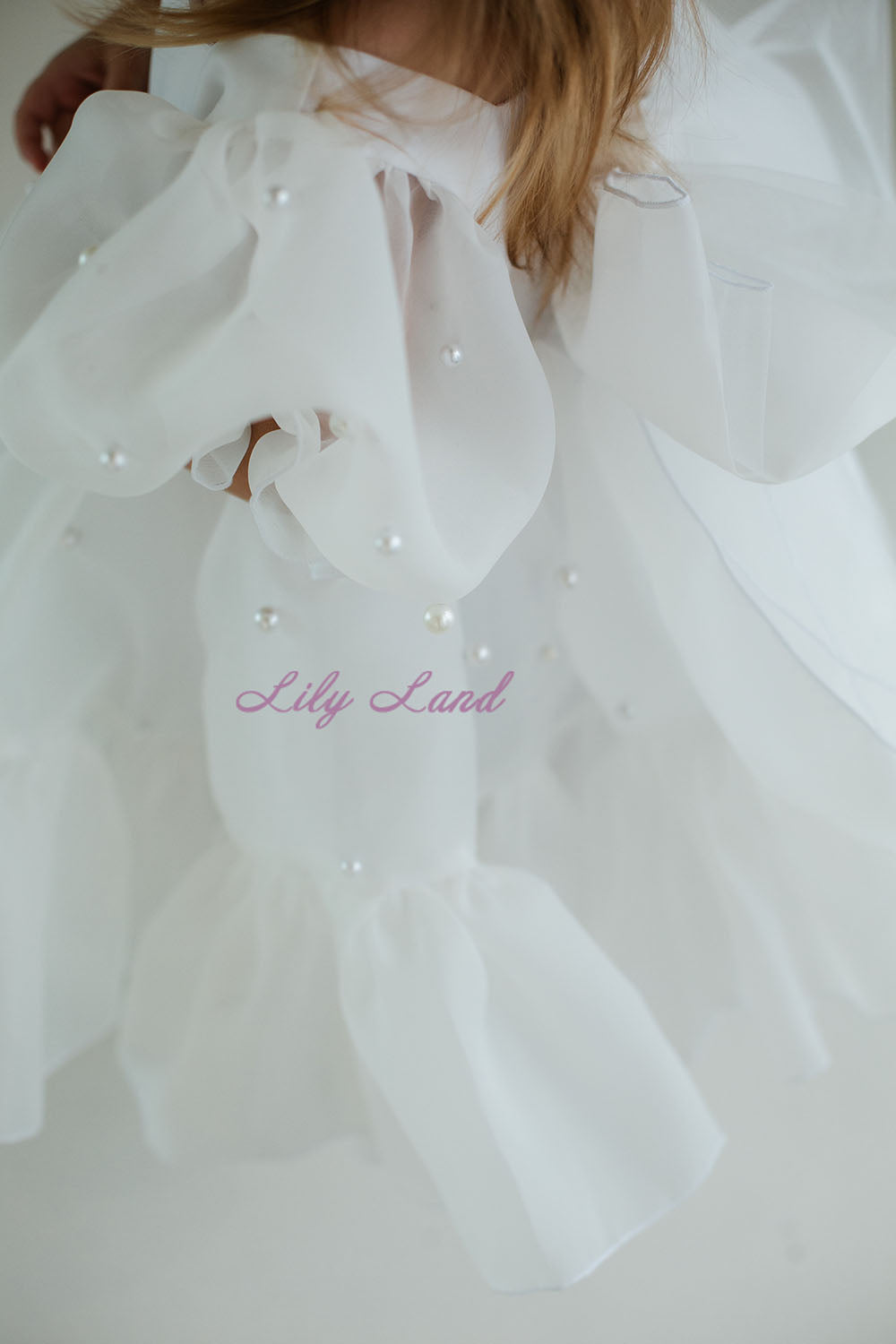 Marseille Puffy Dress in White with Pearls