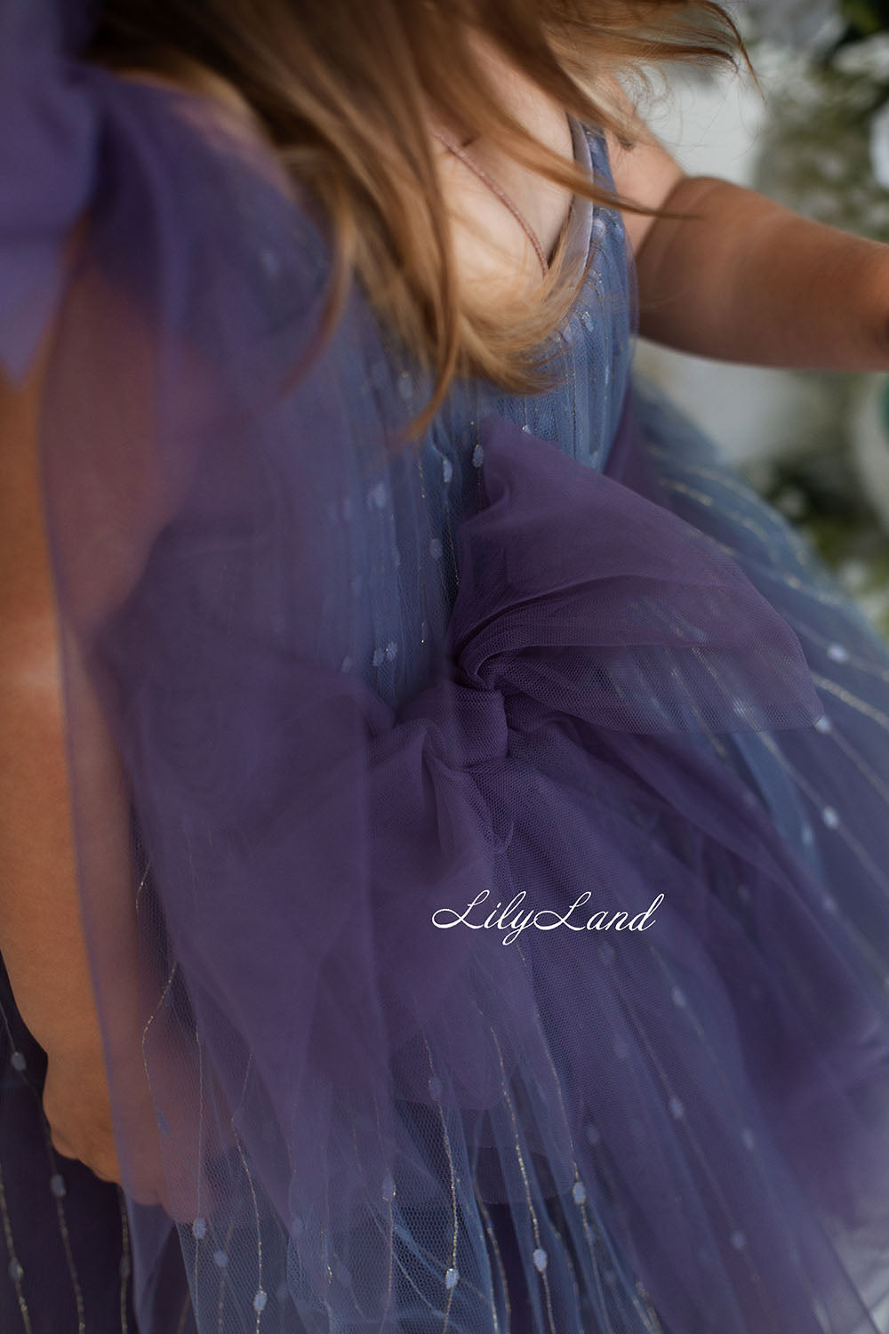 Frida Tulle Girl Dress in Dark Lavender