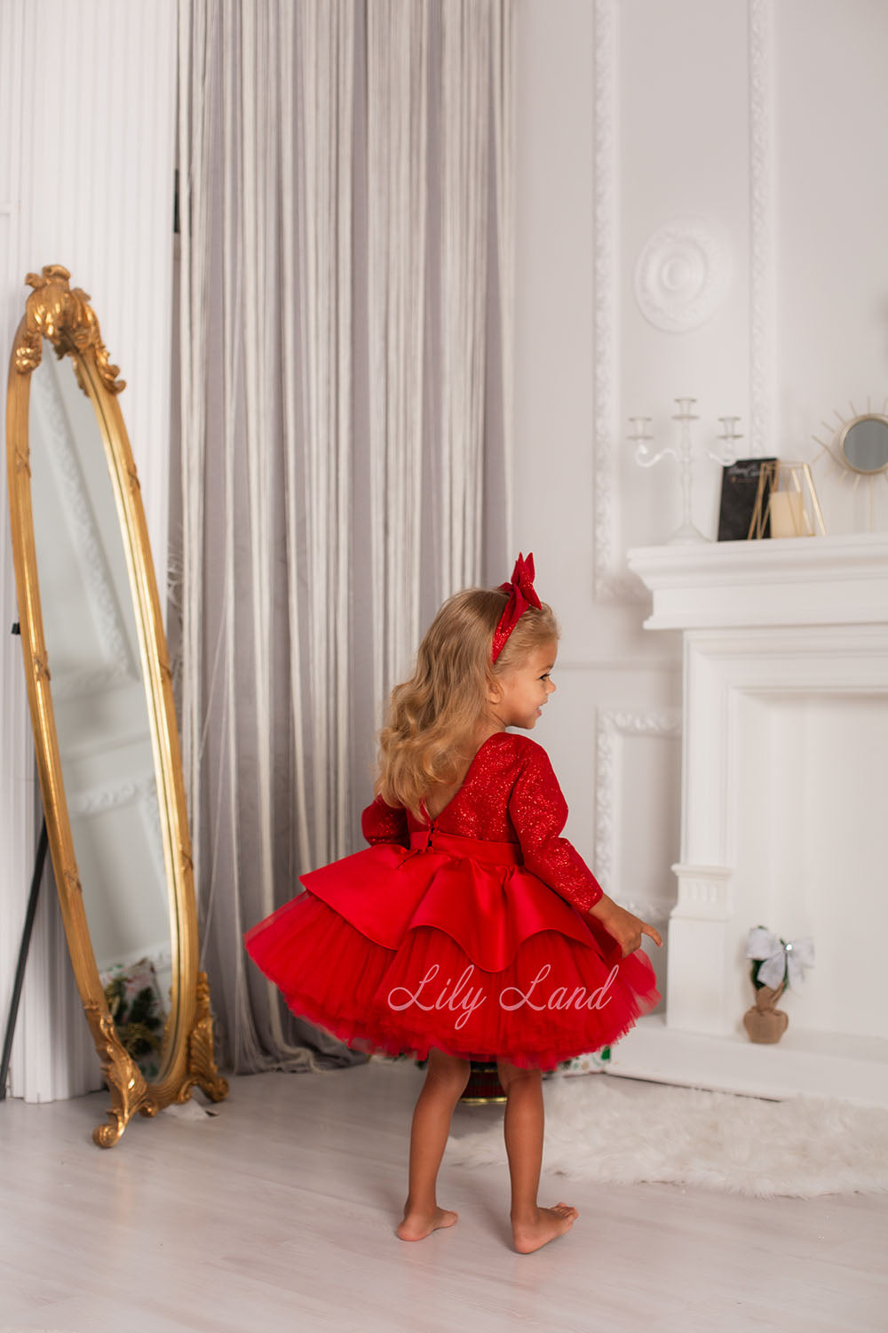 Angelina Glitter Girl Dress In Red