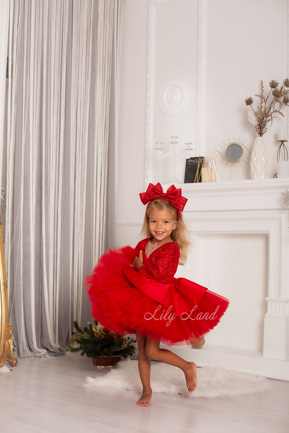 Angelina Glitter Girl Dress In Red