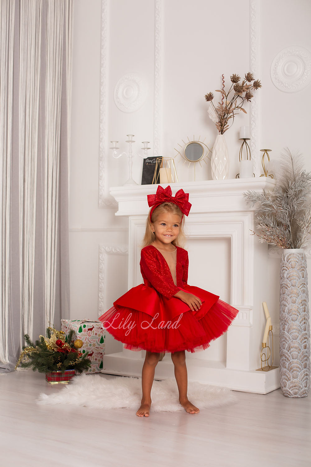 Angelina Glitter Girl Dress In Red