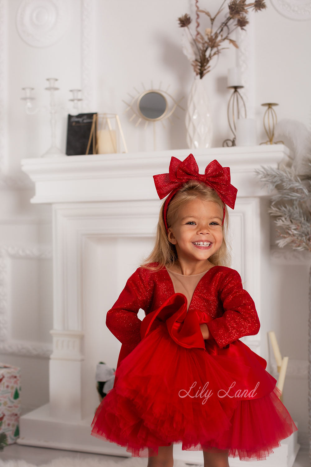 Angelina Glitter Girl Dress In Red