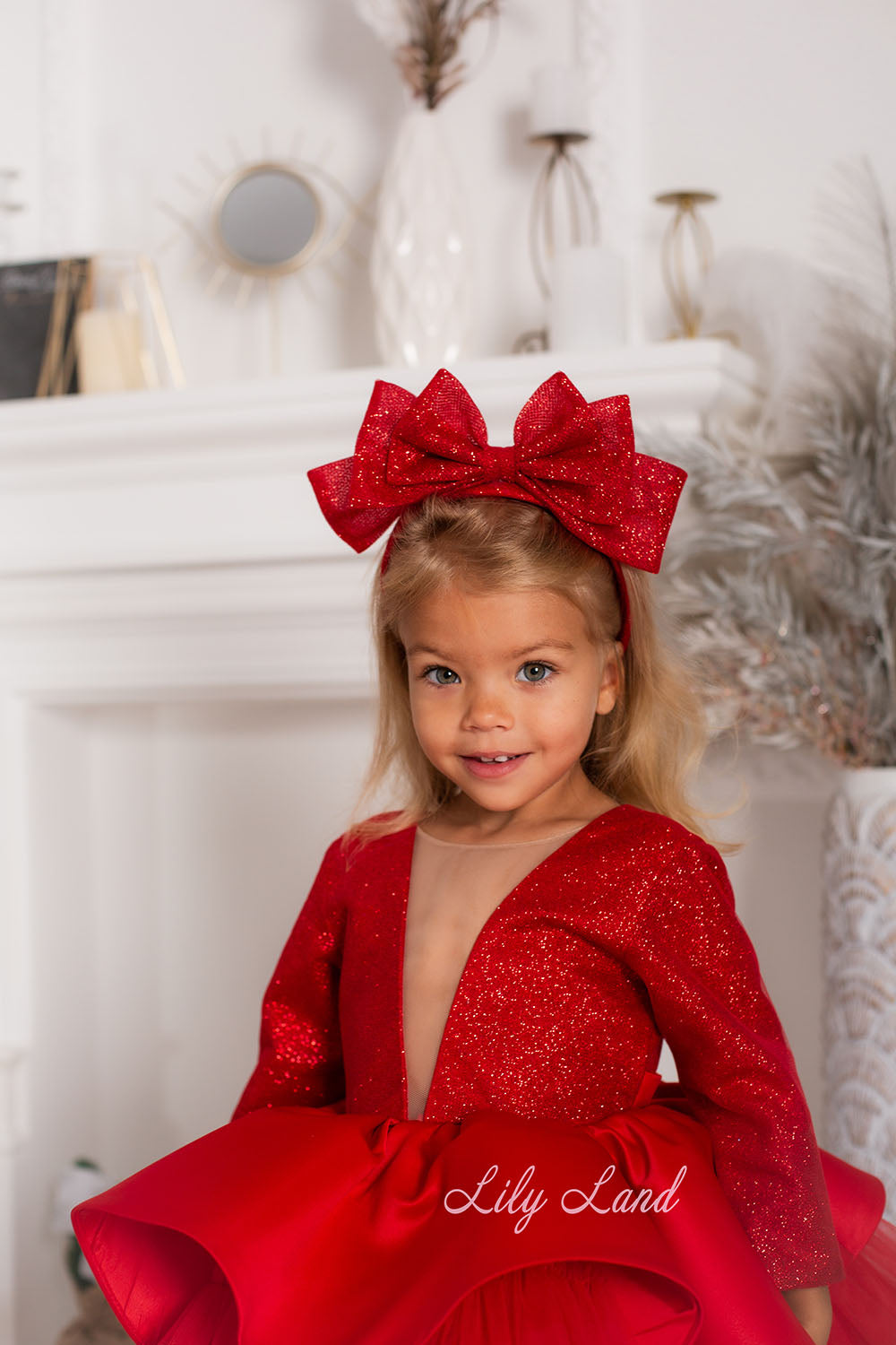 Angelina Glitter Girl Dress In Red