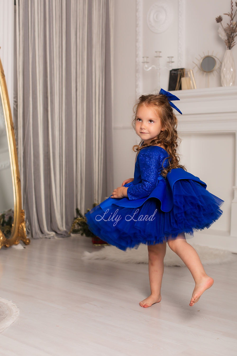Angelina Glitter Girl Dress In Royal Blue