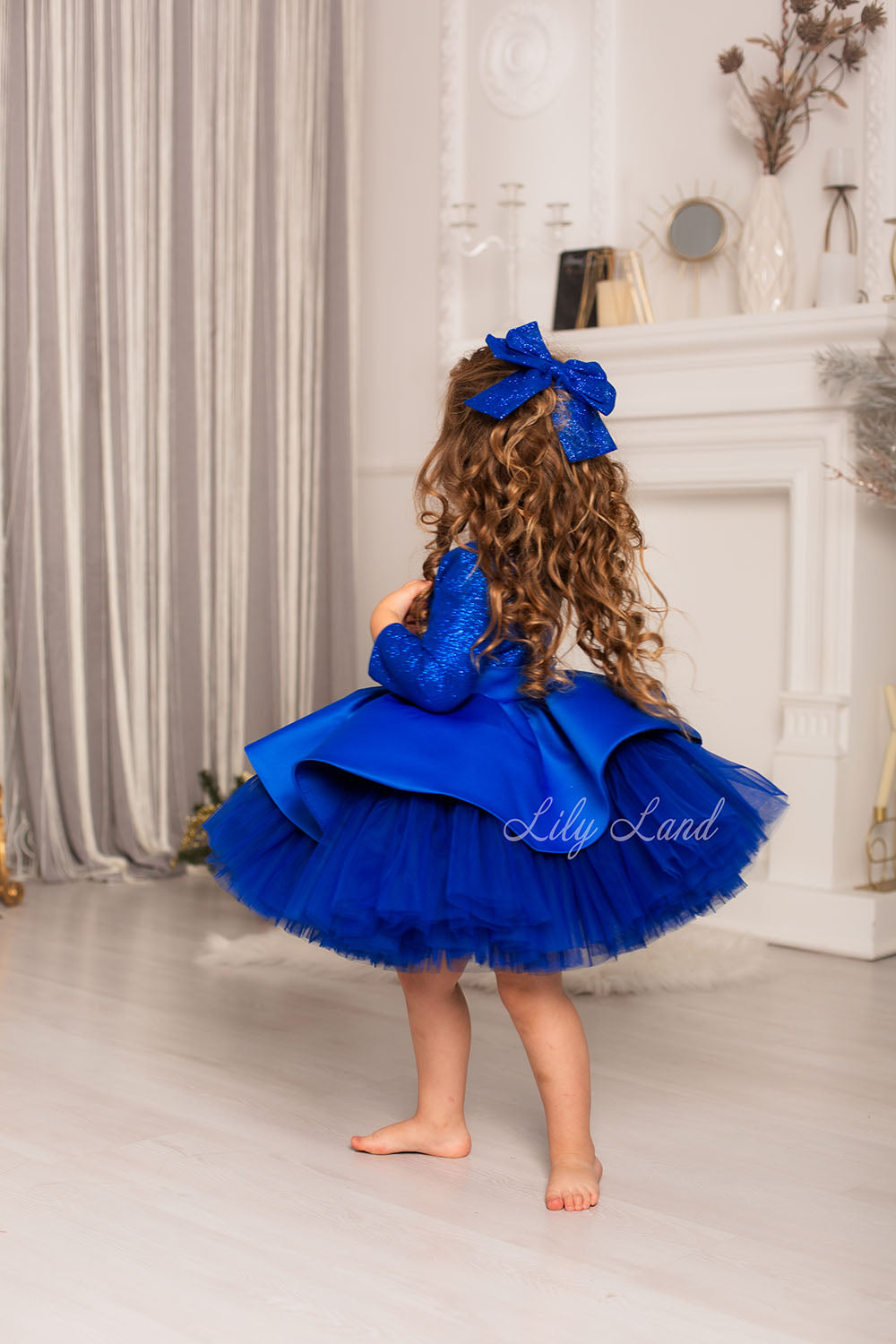 Angelina Glitter Girl Dress In Royal Blue