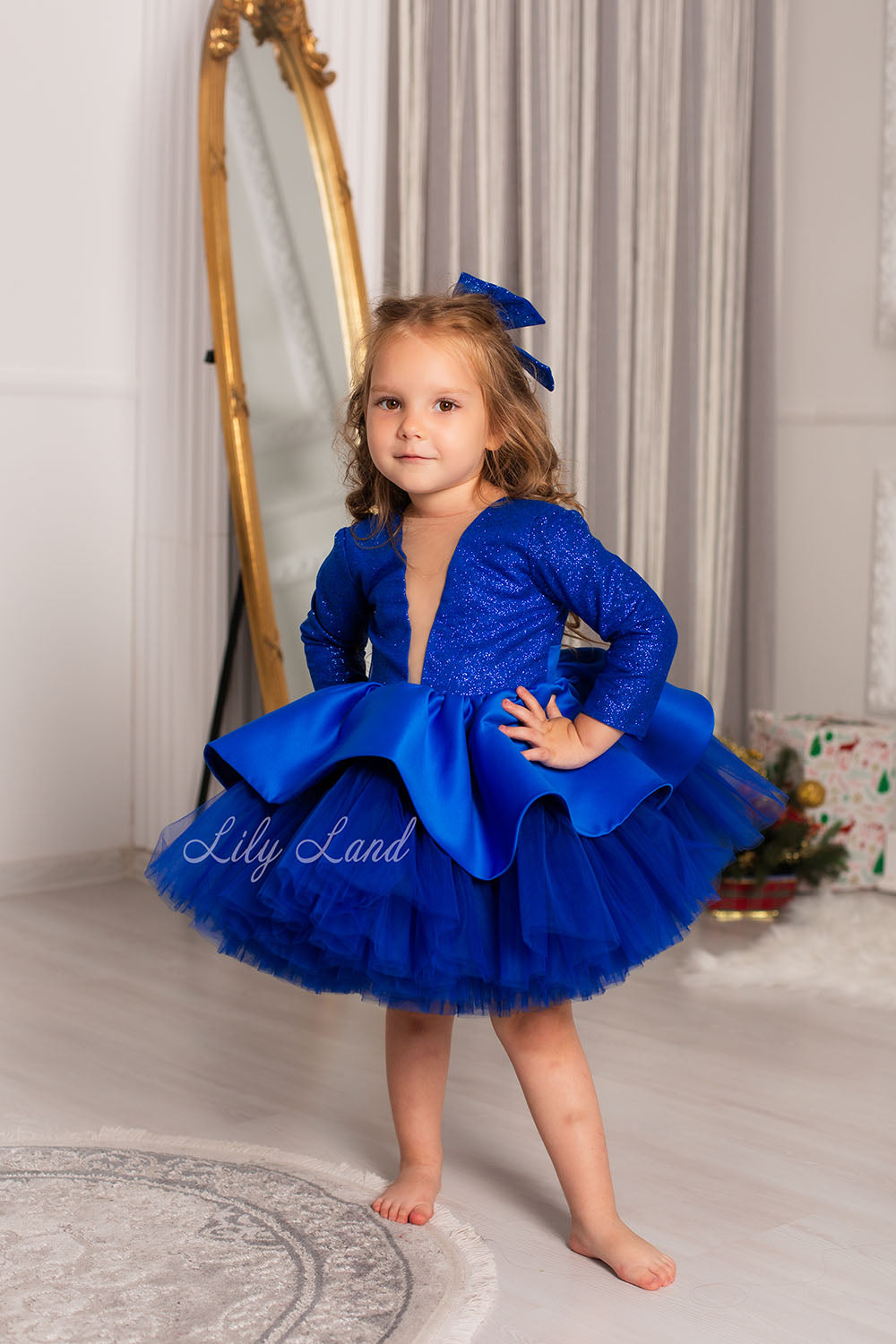 Angelina Glitter Girl Dress In Royal Blue