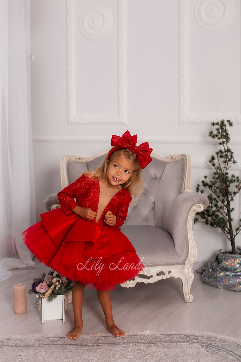 Angelina Glitter Girl Dress In Red