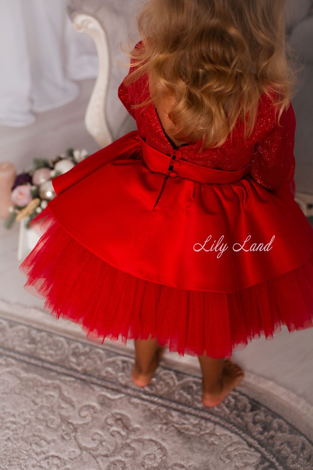 Angelina Glitter Girl Dress In Red