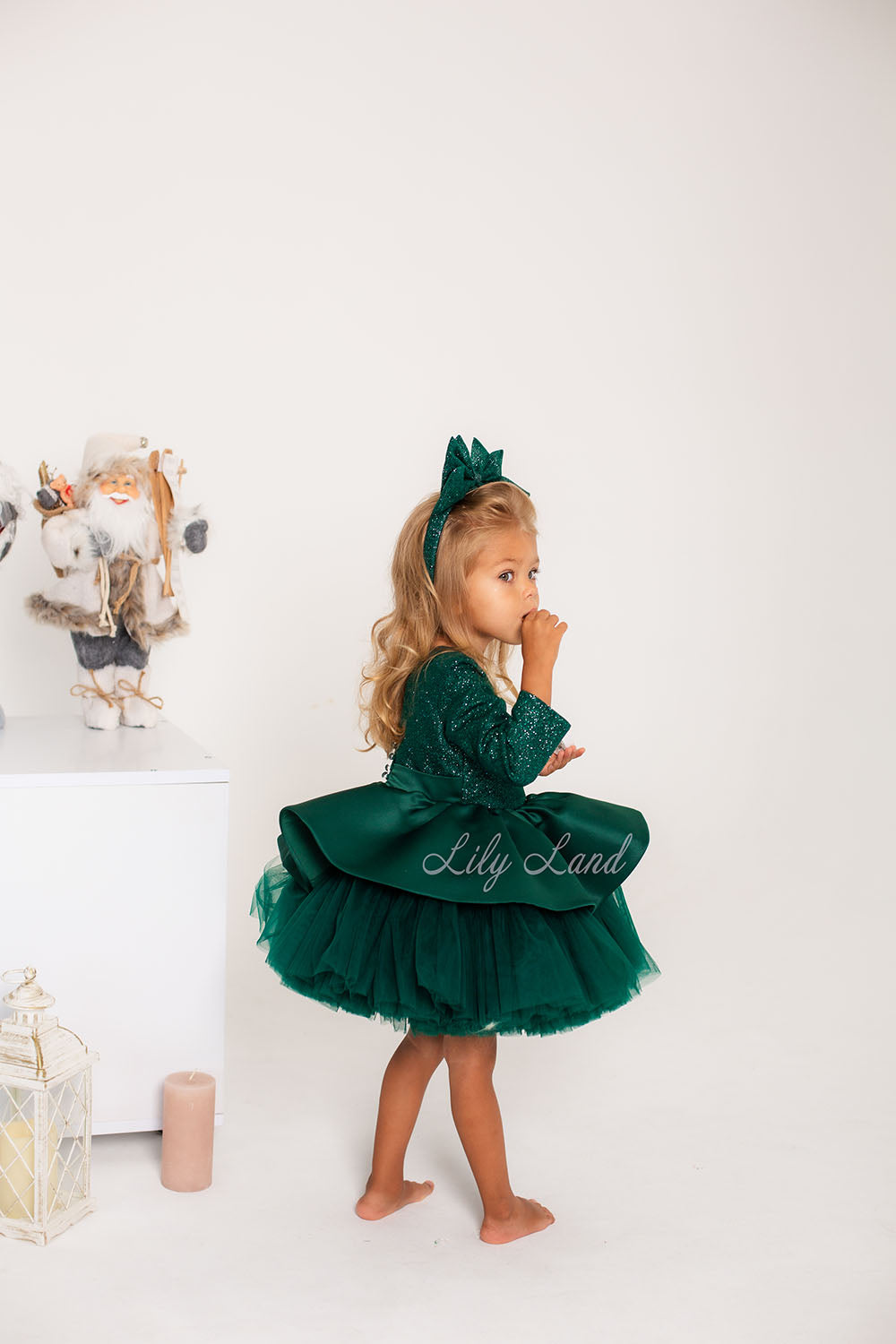 Angelina Glitter Girl Dress In Green