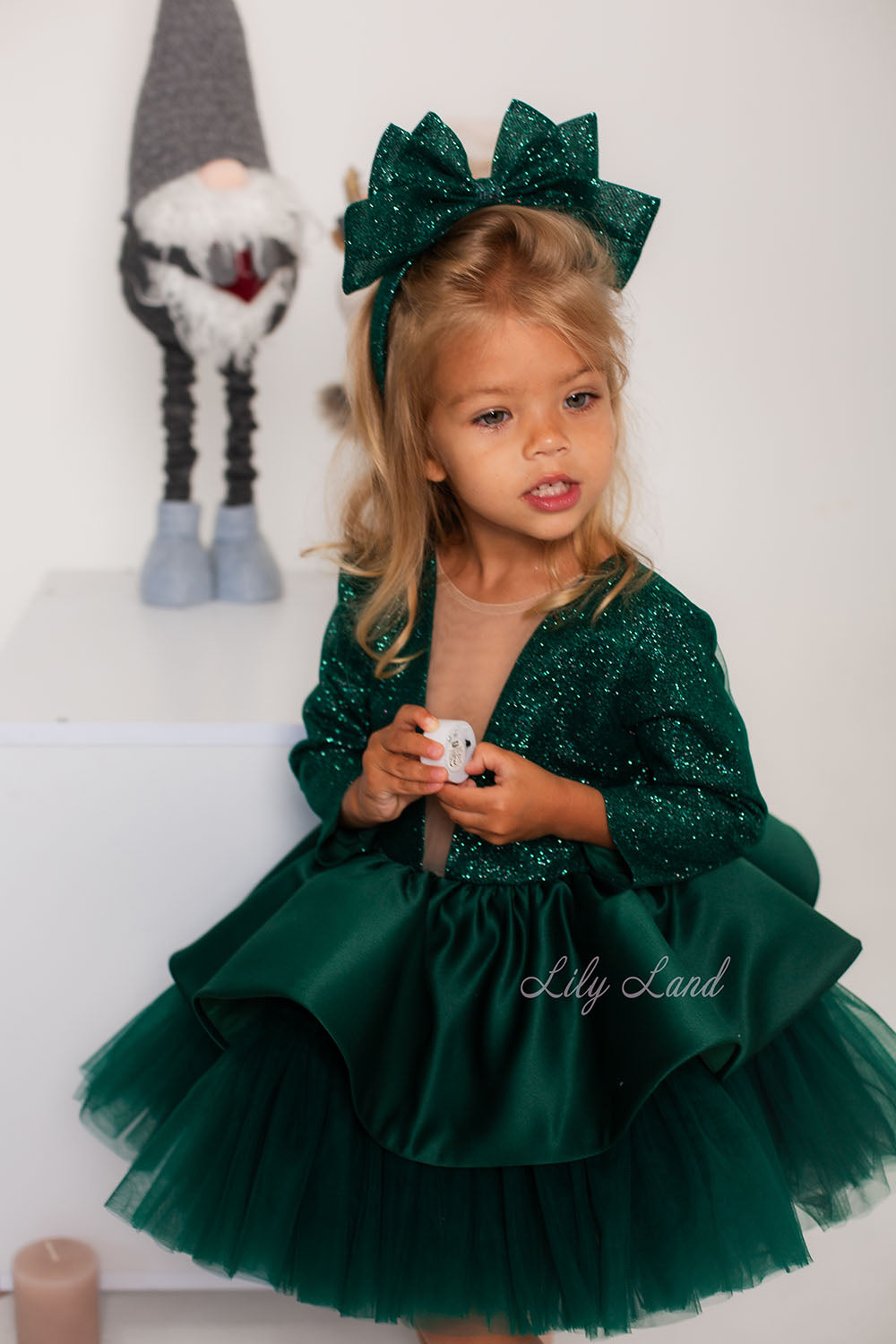Angelina Glitter Girl Dress In Green