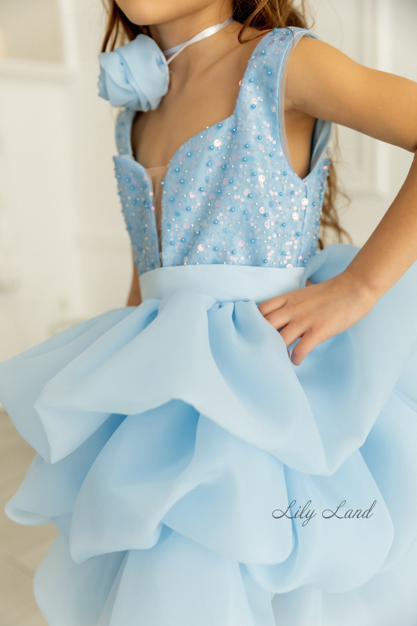 Rosalyn Girl Dress in Light Blue