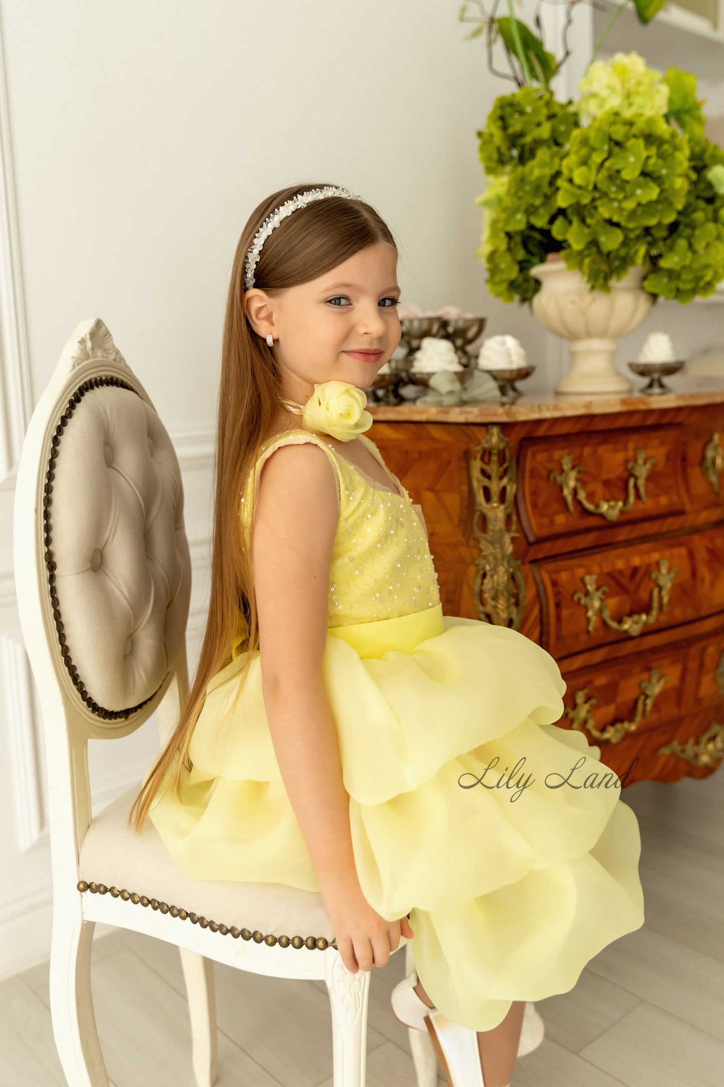 Rosalyn Girl Dress in Light Yellow