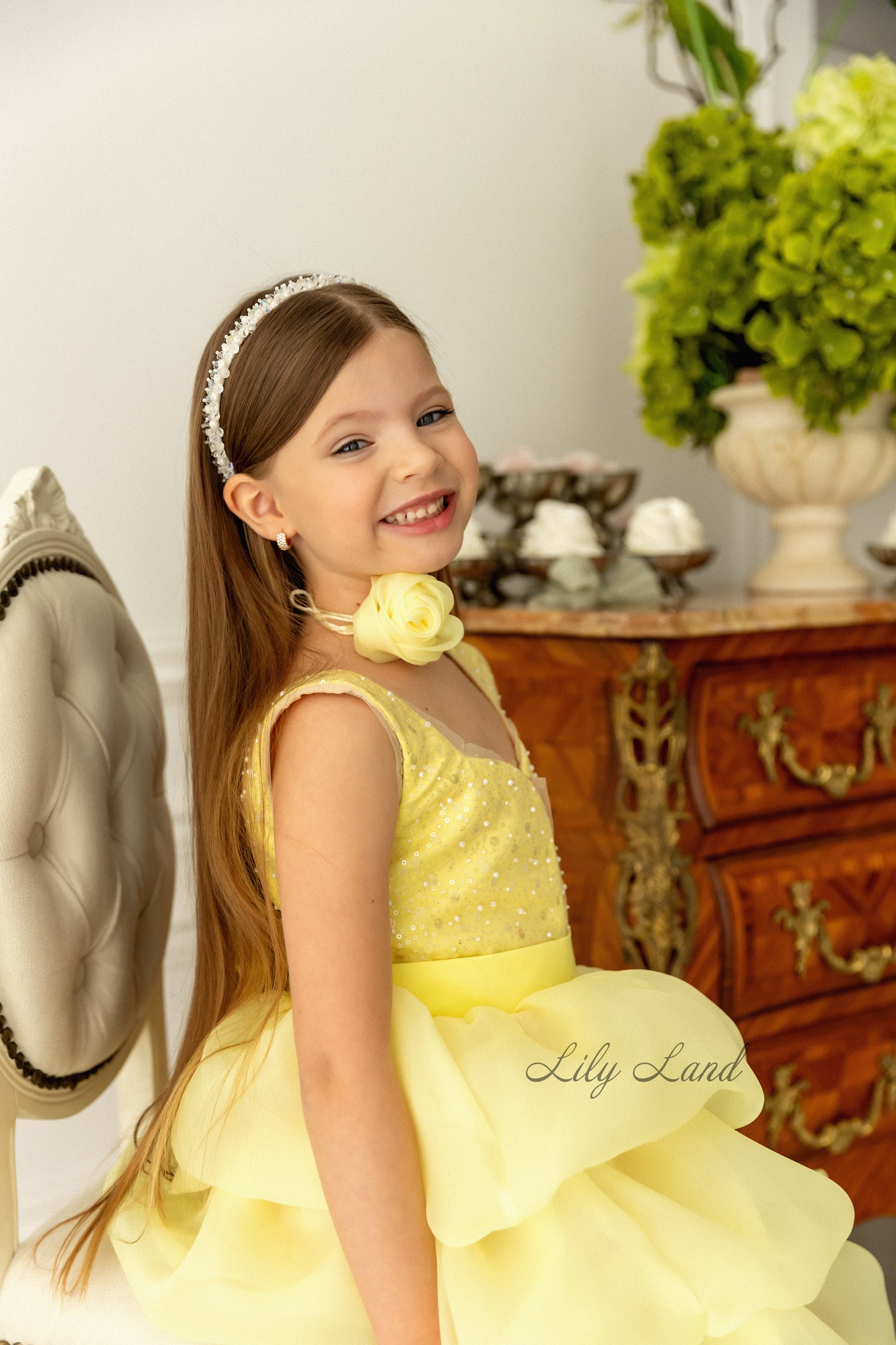 Rosalyn Girl Dress in Light Yellow
