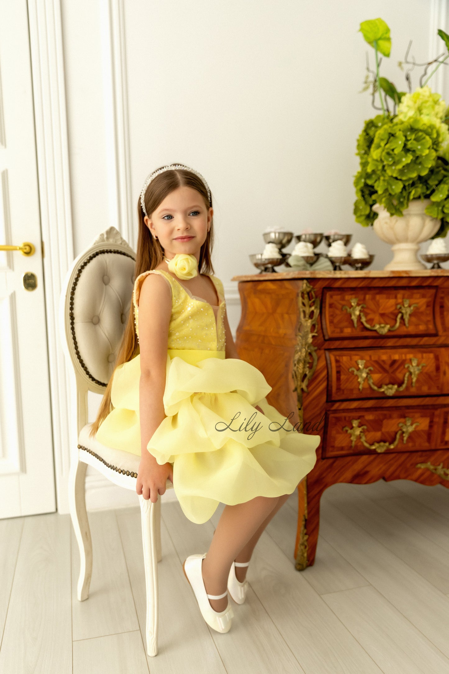 Rosalyn Girl Dress in Light Yellow