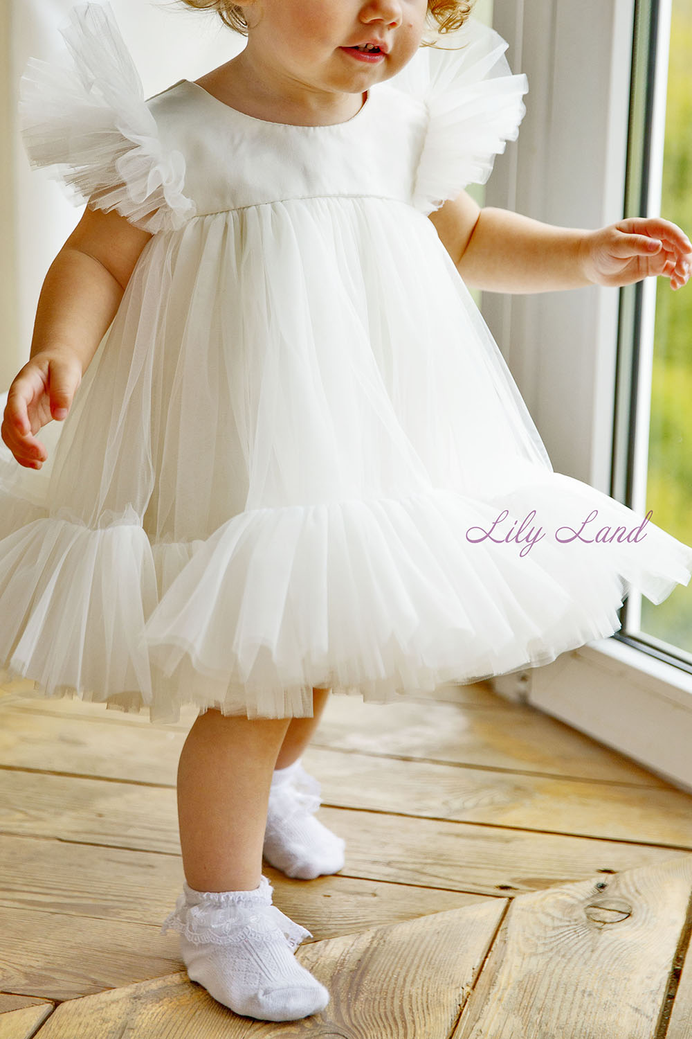Belle Tulle Girl Dress in White