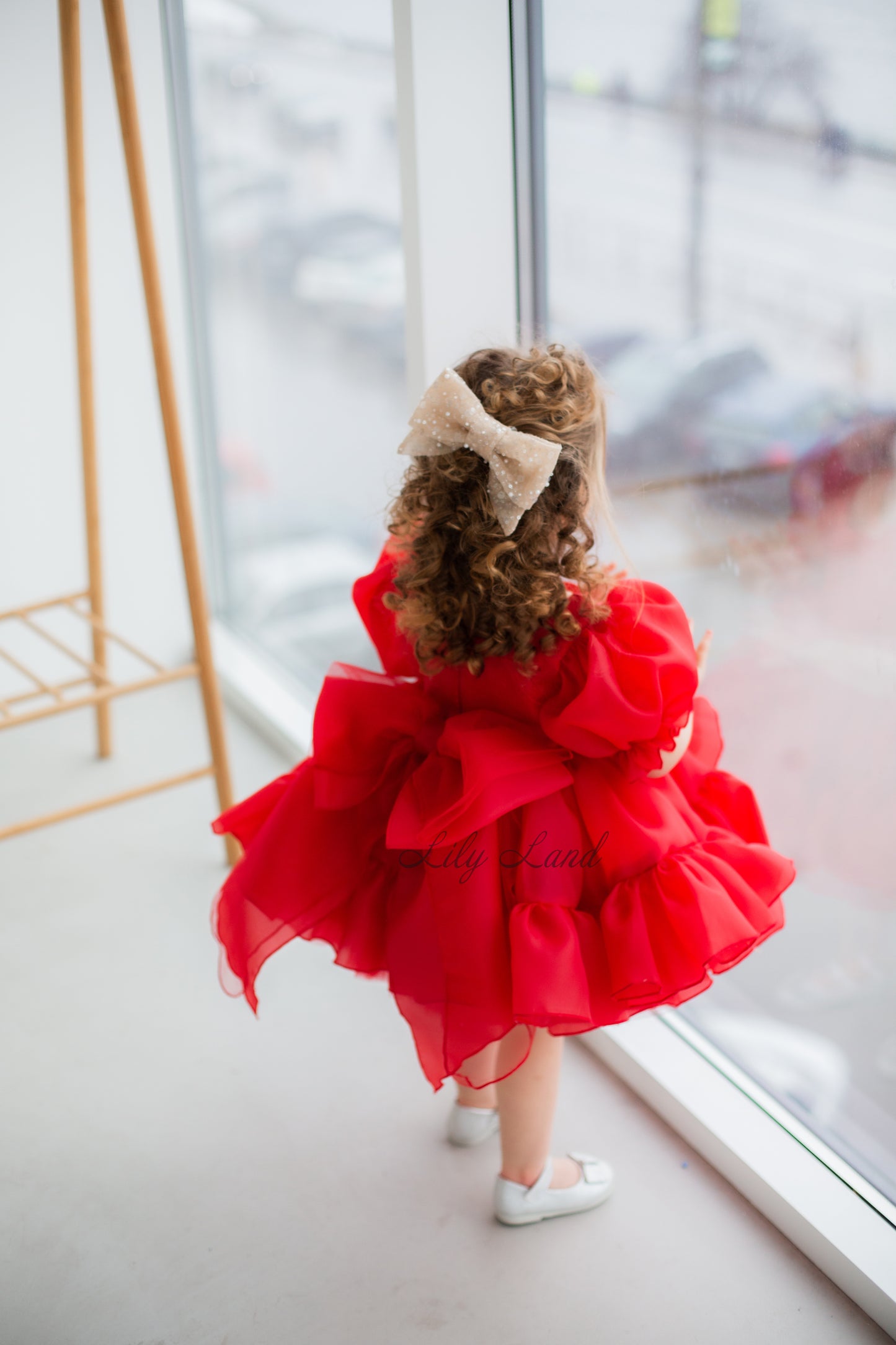 Marseille Puffy Girl Dress in Red