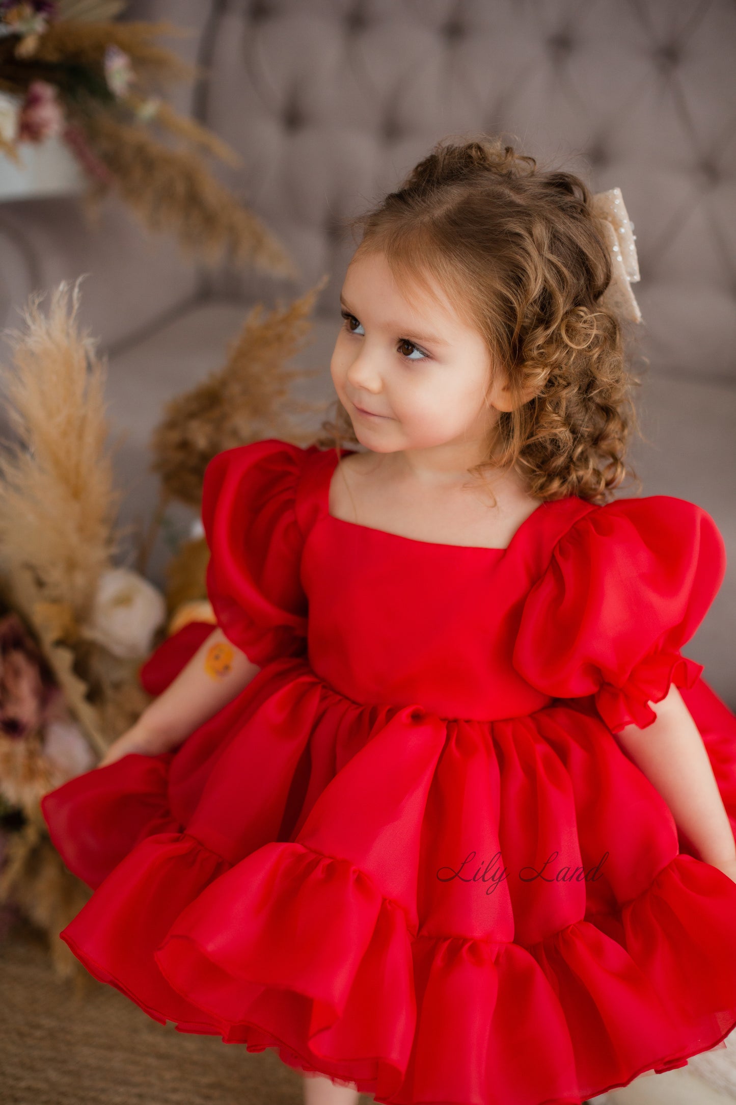 Marseille Puffy Girl Dress in Red