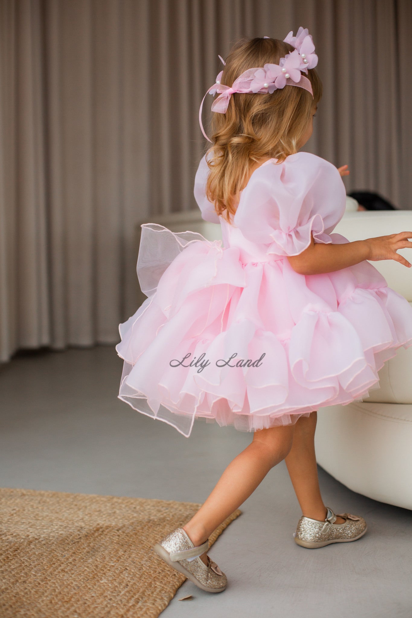 Marseille Puffy Girl Dress in Blush Pink