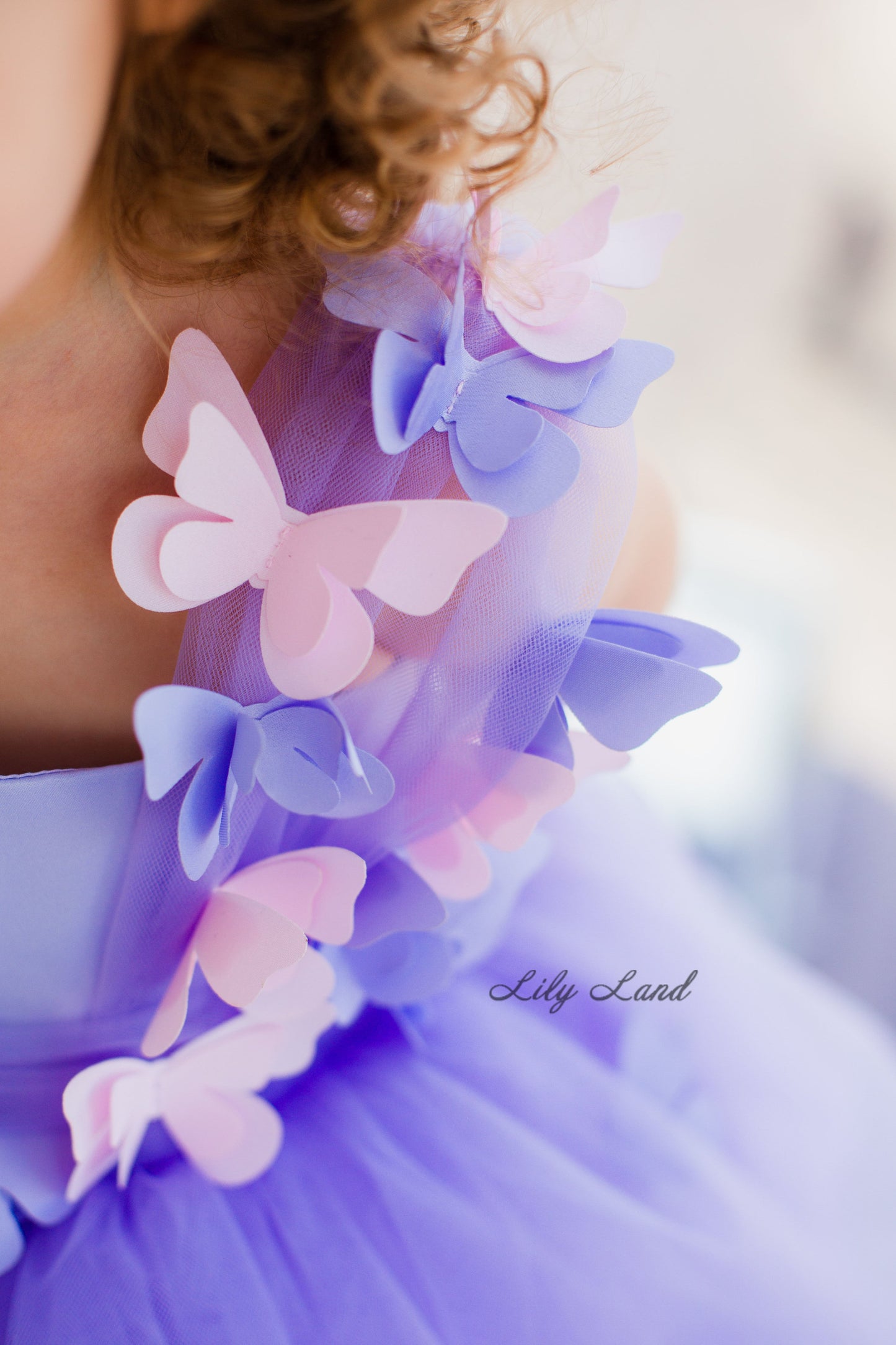 Fleur Girl Dress with Butterflies in Lavender