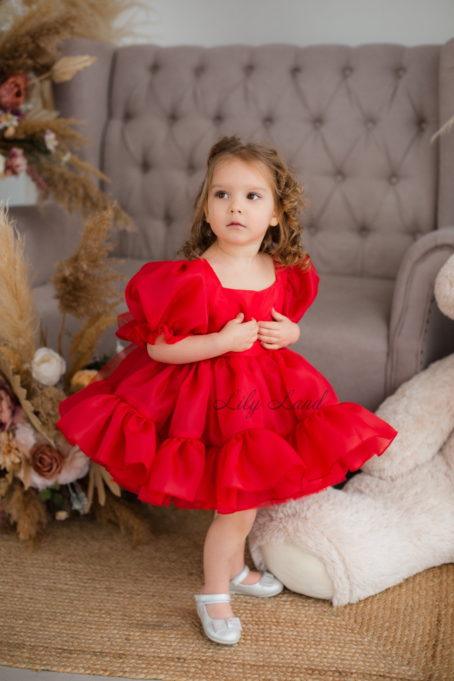 Marseille Puffy Girl Dress in Red
