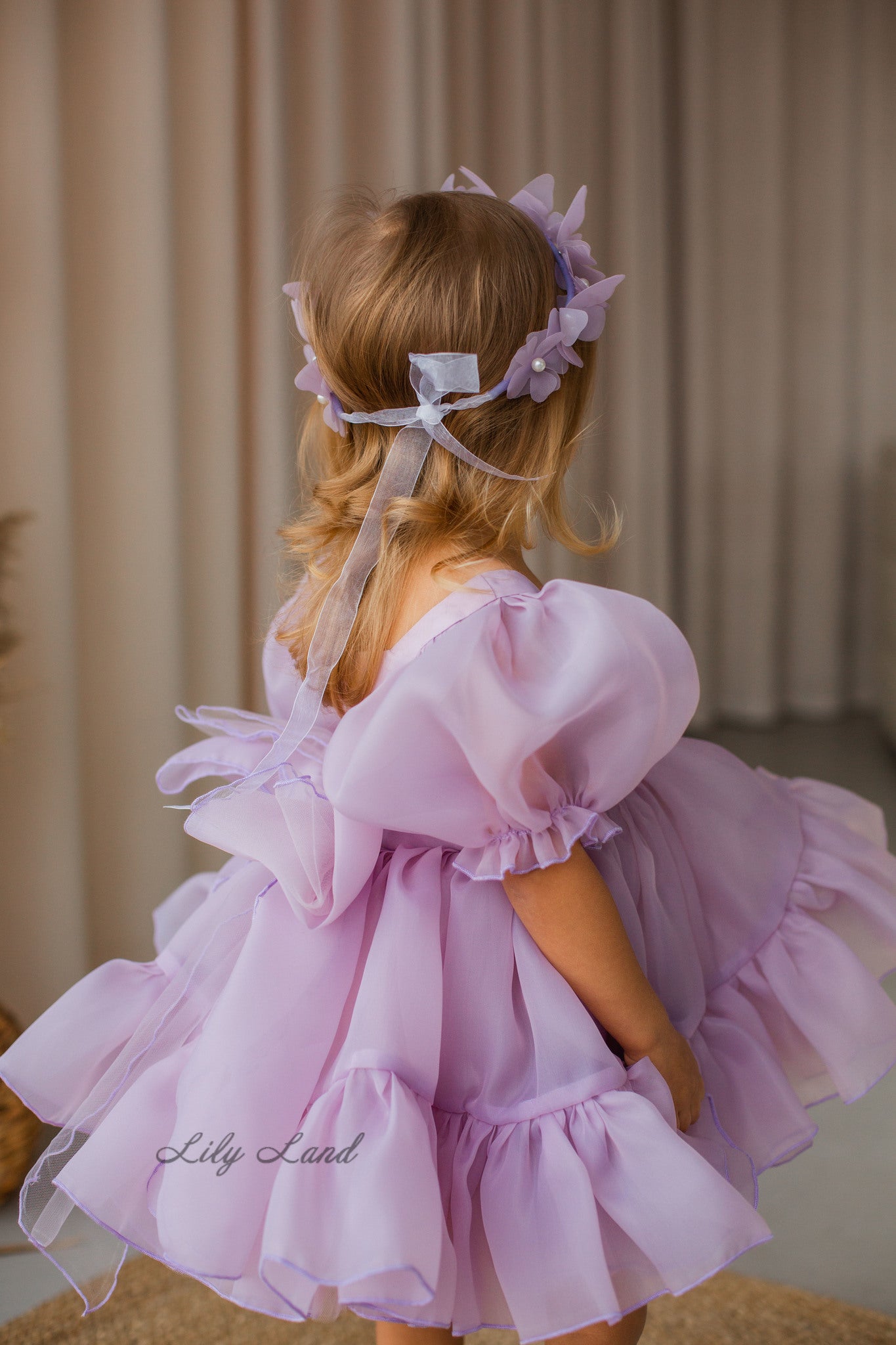 Marseille Puffy Girl Dress in Pale Lavender