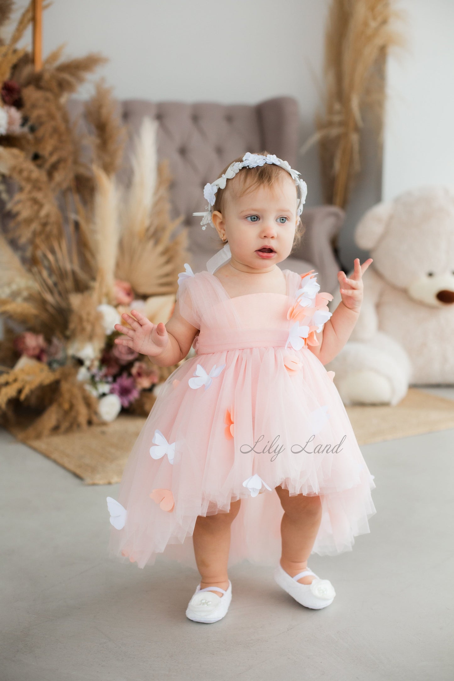 Fleur Girl Dress with Butterflies in Lavender