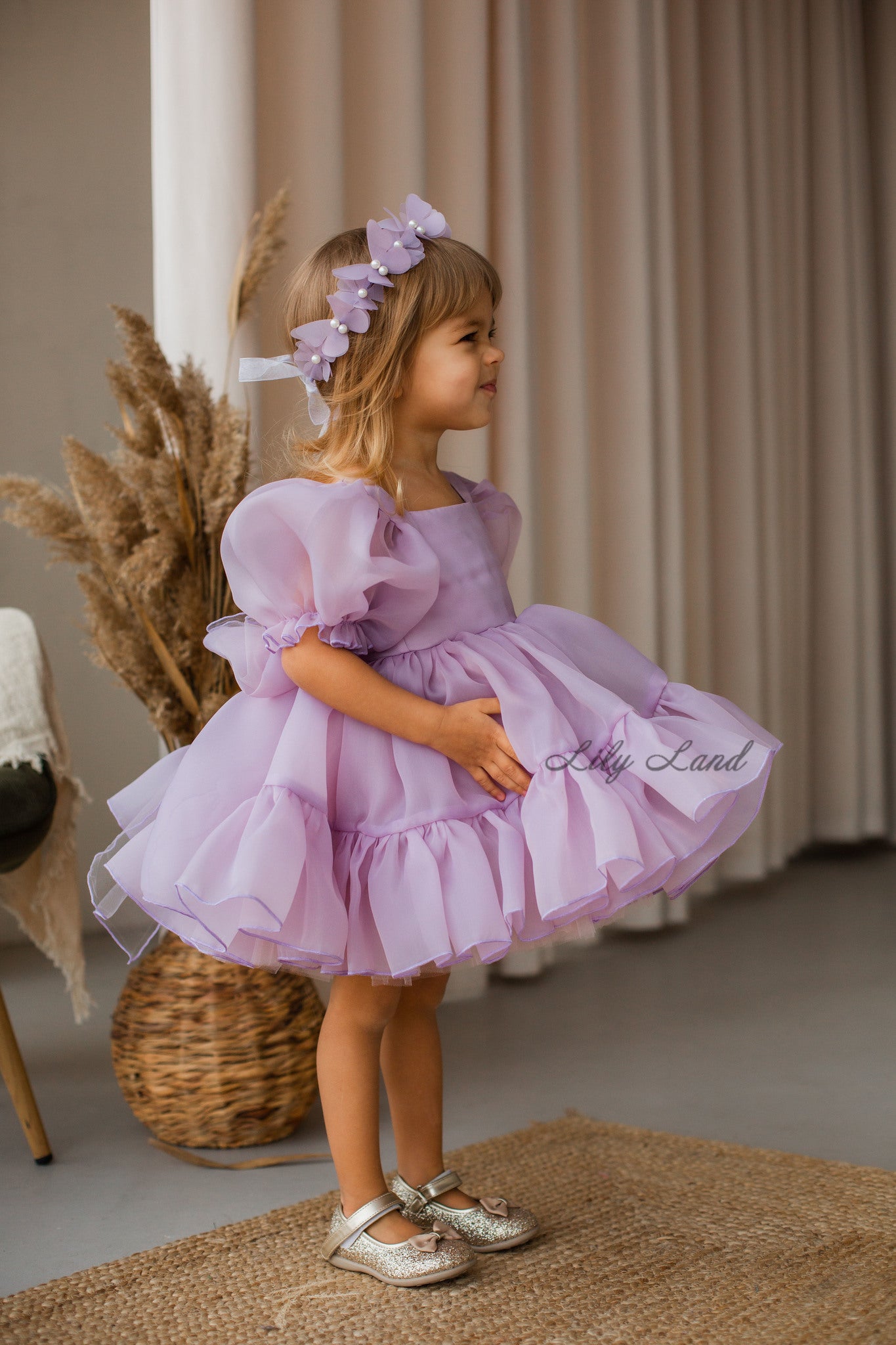Marseille Puffy Girl Dress in Pale Lavender