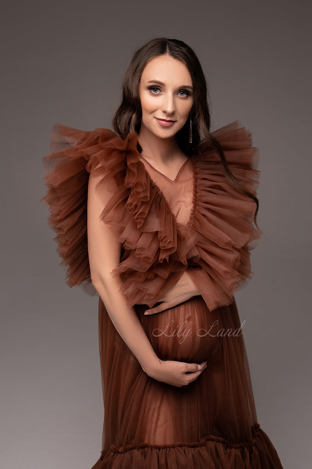 Pregnancy Photoshoot Gown, Brown Maternity Dress for Photoshoot