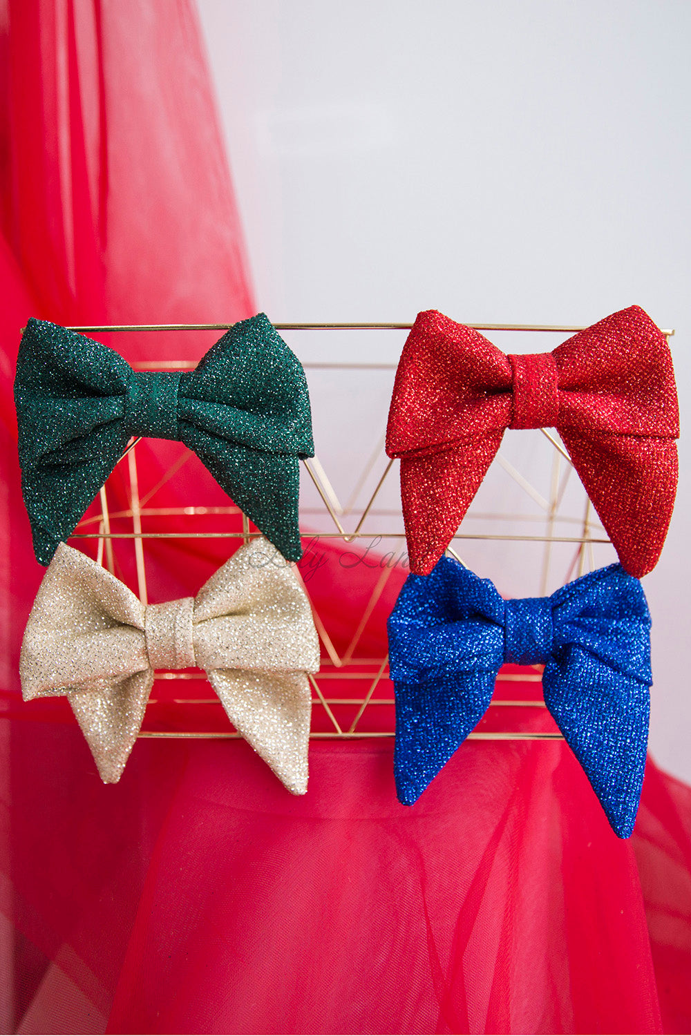Green Glitter Hairpin Bow