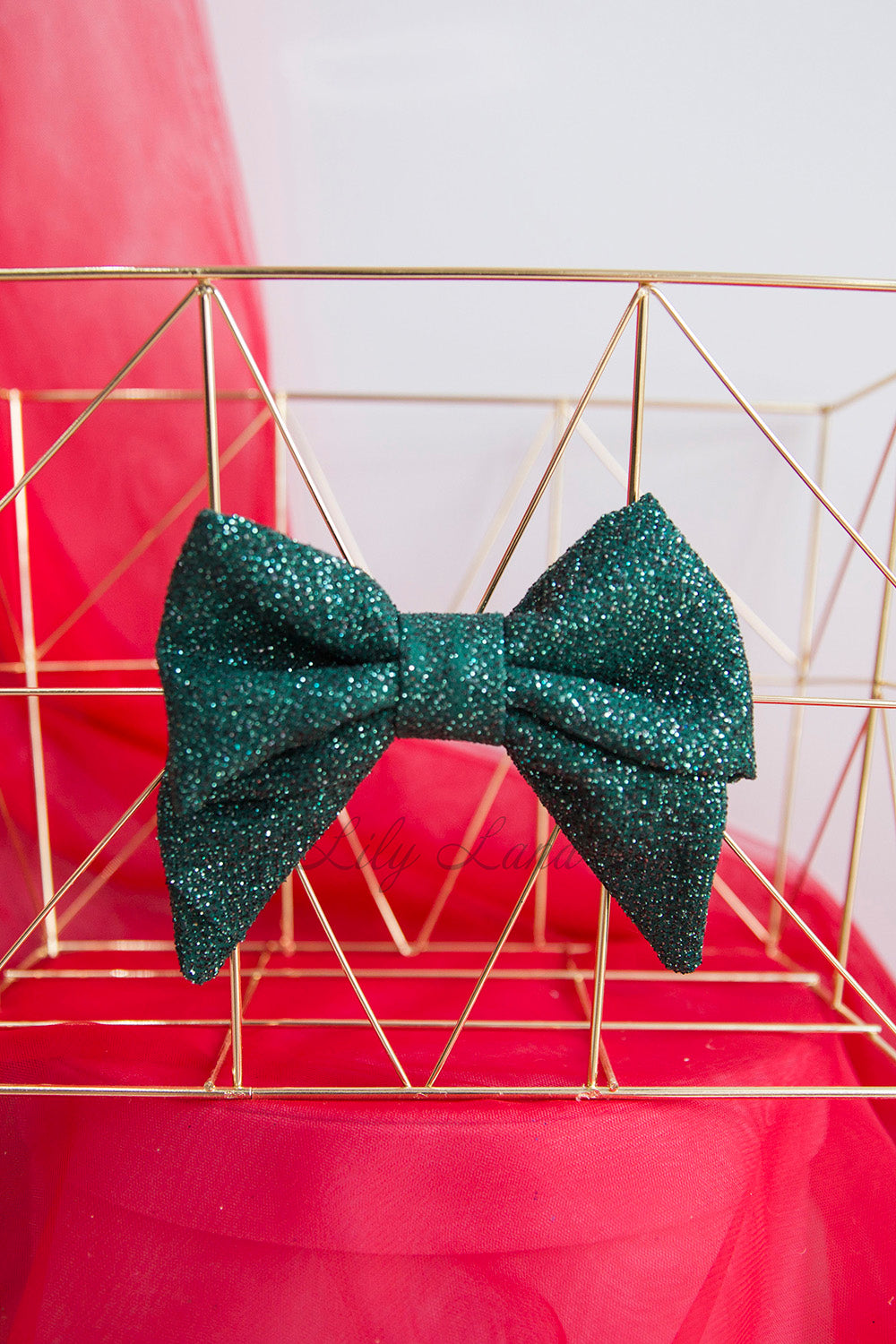 Electric Blue Glitter Hairpin Bow For Christmas Occasions
