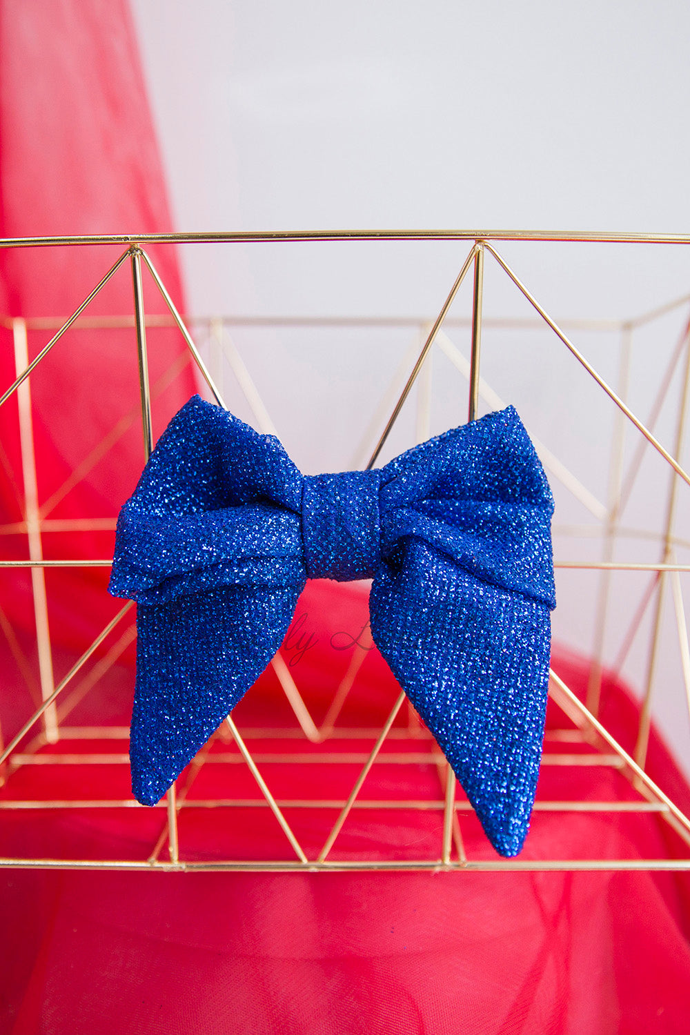Electric Blue Glitter Hairpin Bow For Christmas Occasions