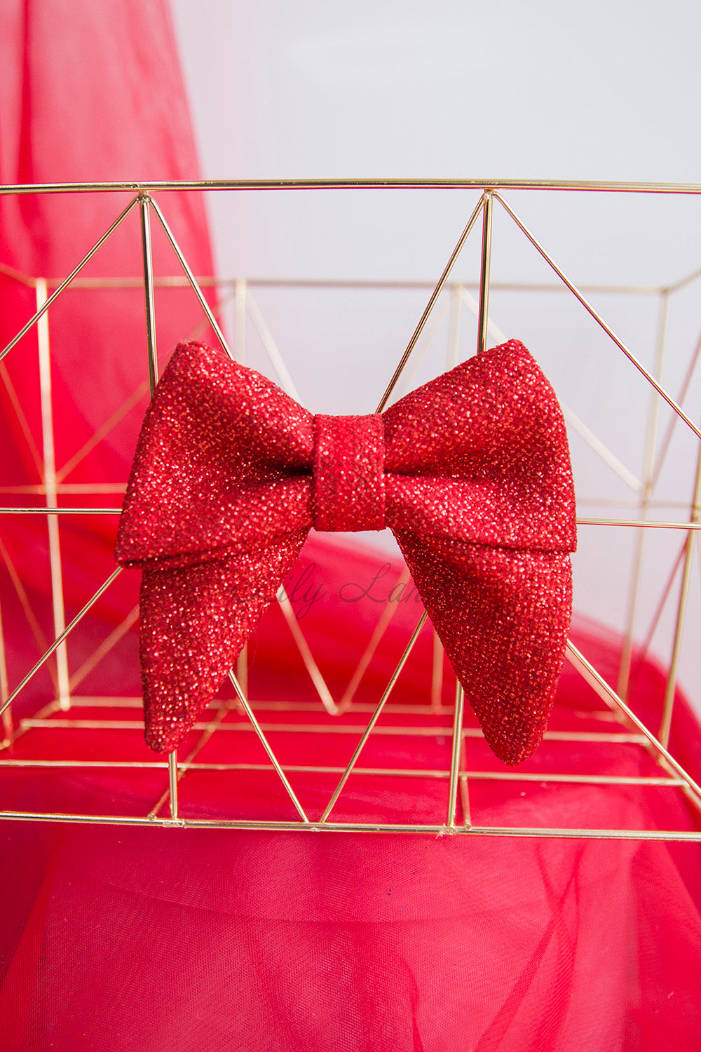 Green Glitter Hairpin Bow