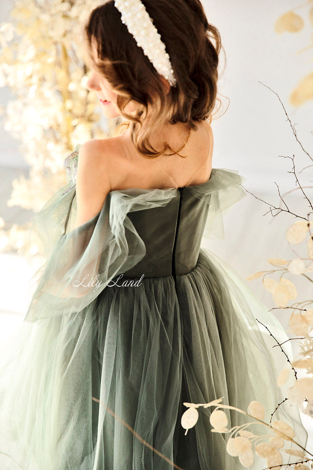 Indiana Girls Dress in Olive Color
