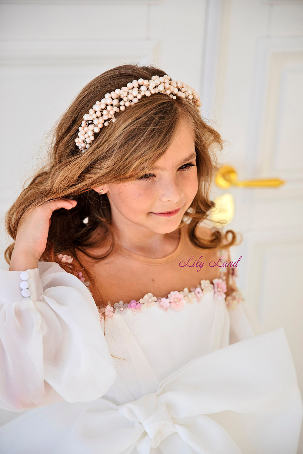 April Girl Dress with Colorful Flowers in White