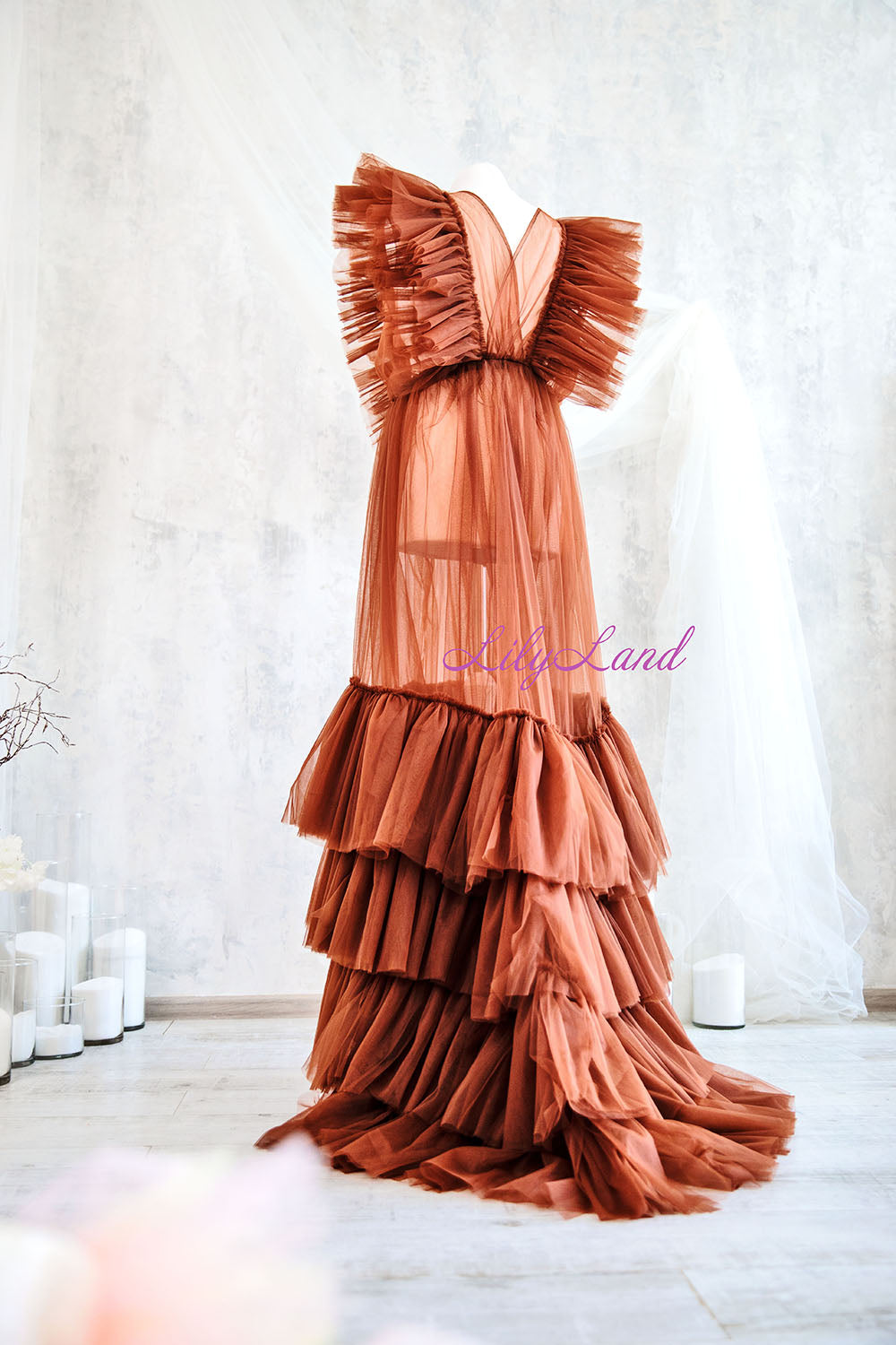Pregnancy Photoshoot Gown, Brown Maternity Dress for Photoshoot