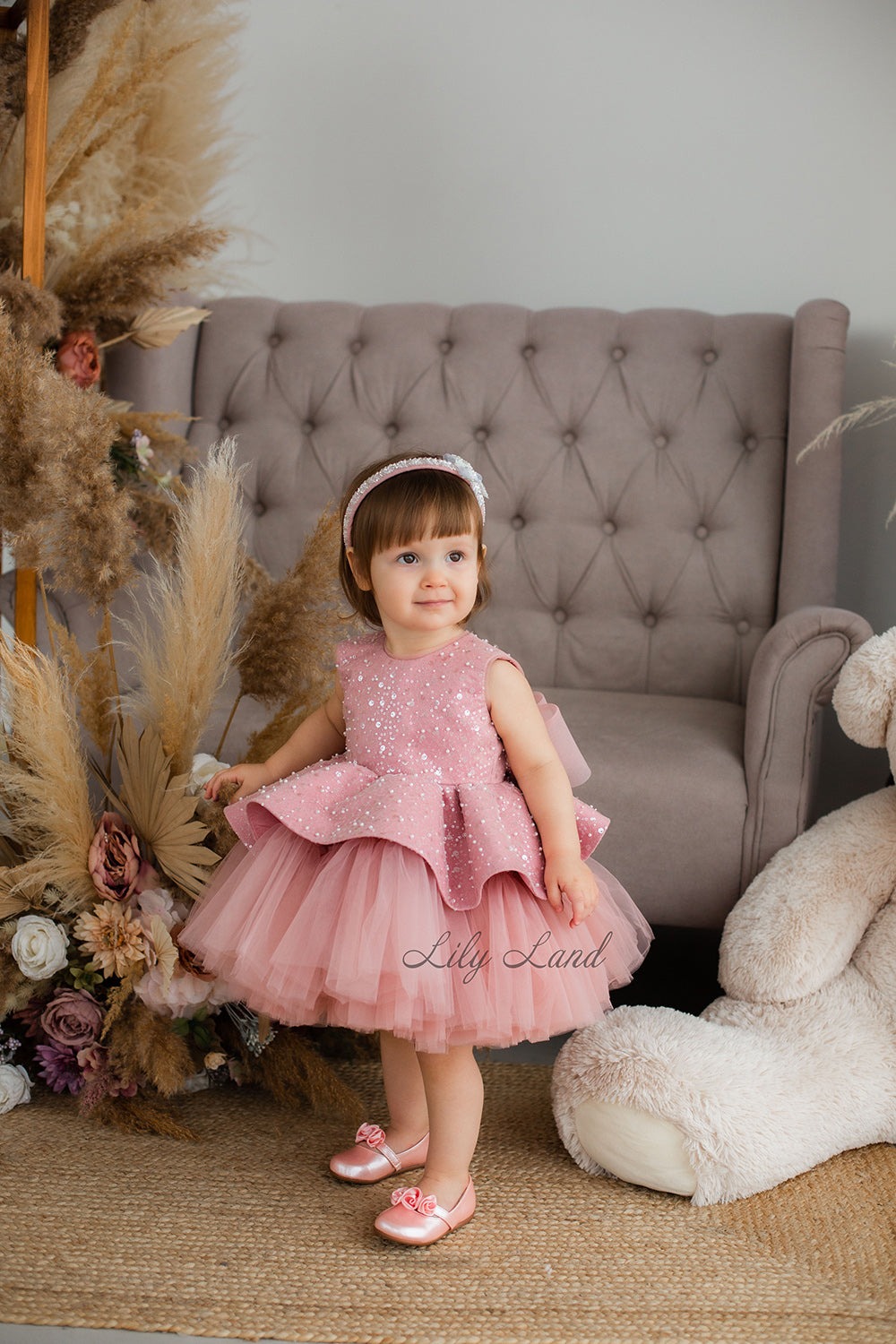 Nancy Tutu Girl Dress in Dusty Rose