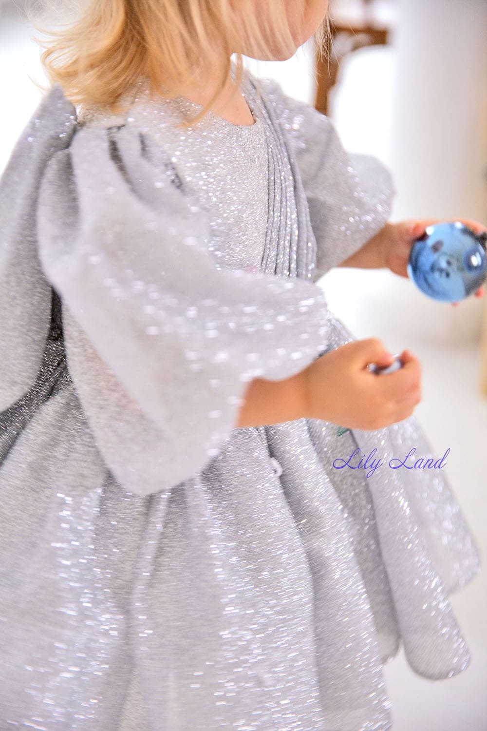 Goldie Girl Dress In Silver With A Huge Bow At The Back