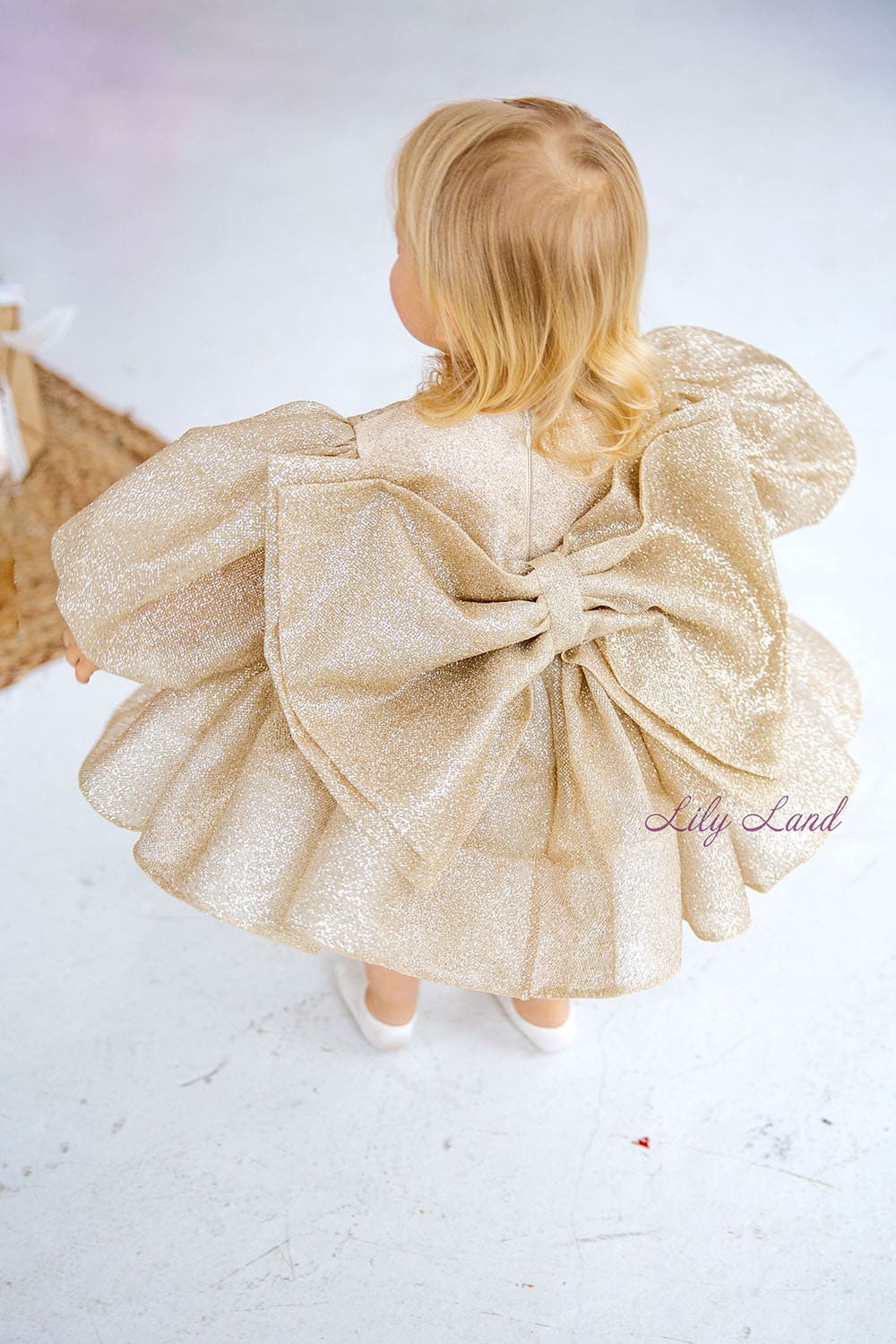 Goldie Girl Dress In Silver With A Huge Bow At The Back