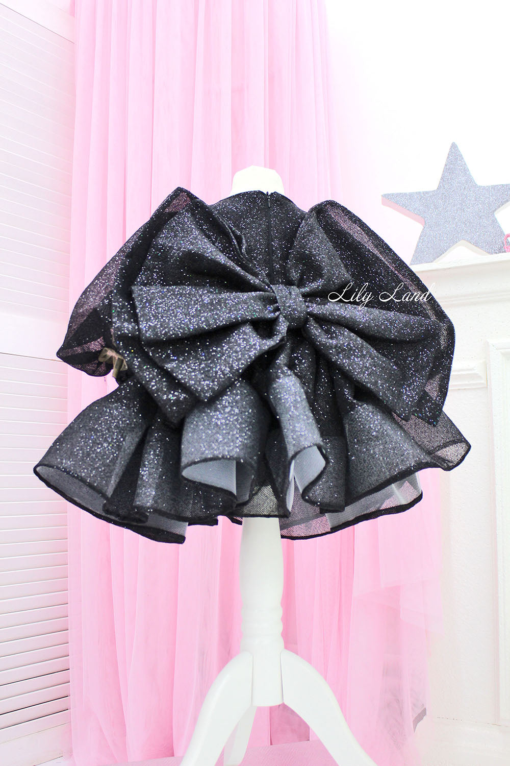 Goldie Girl Dress In Silver With A Huge Bow At The Back