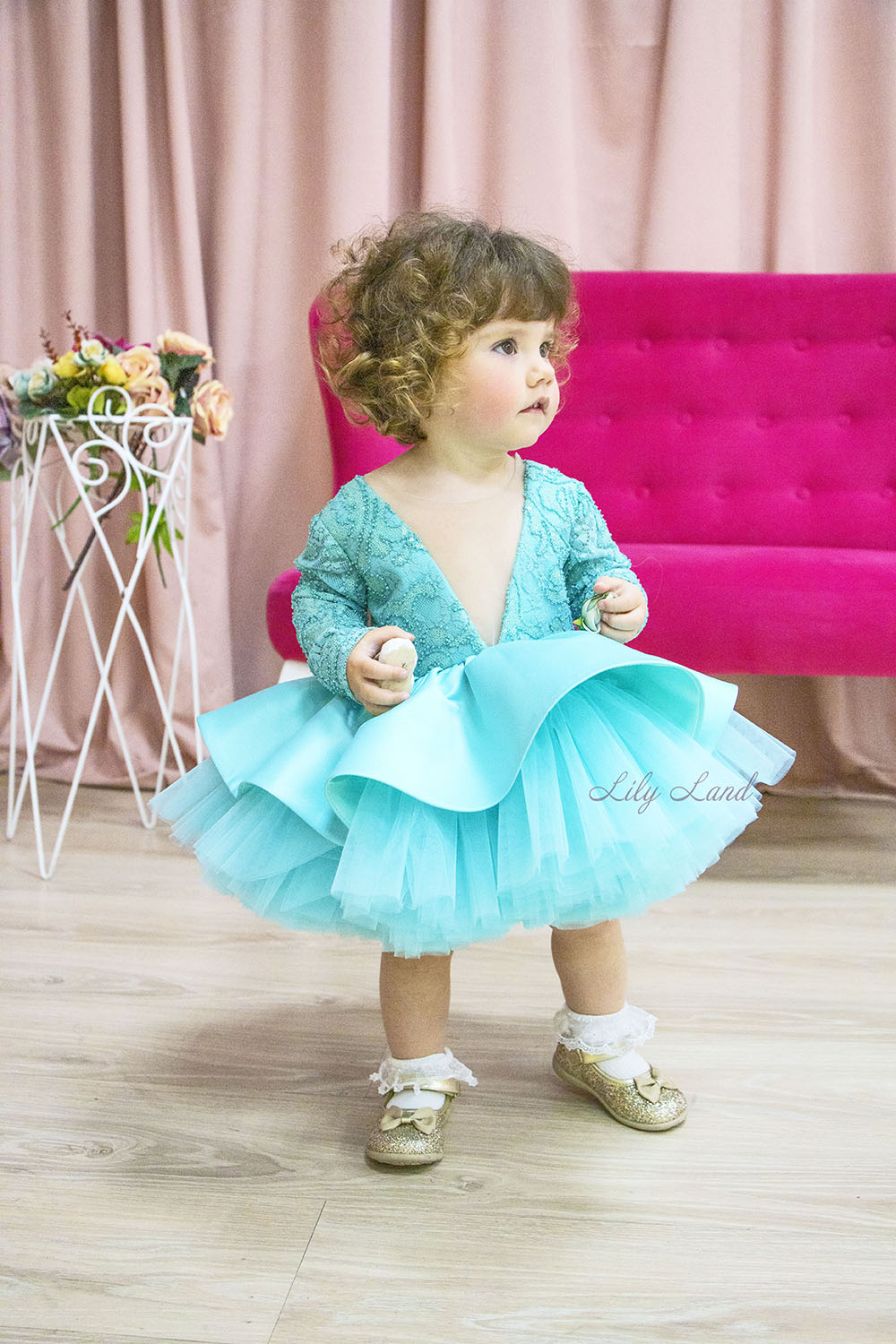 Angelina Lace Long Sleeve Baby Girl Dress in White