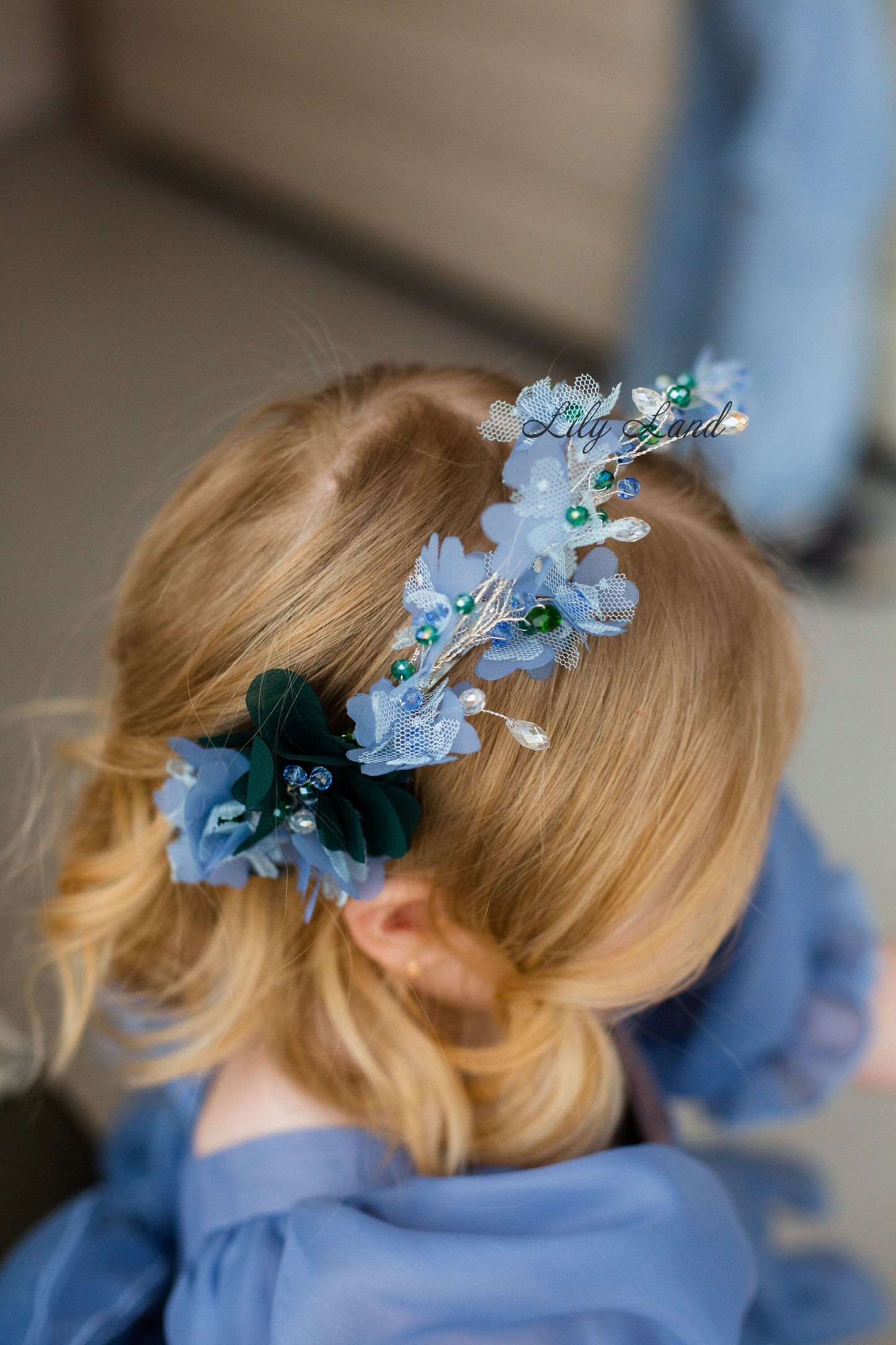 Blue Floral Girl Headband