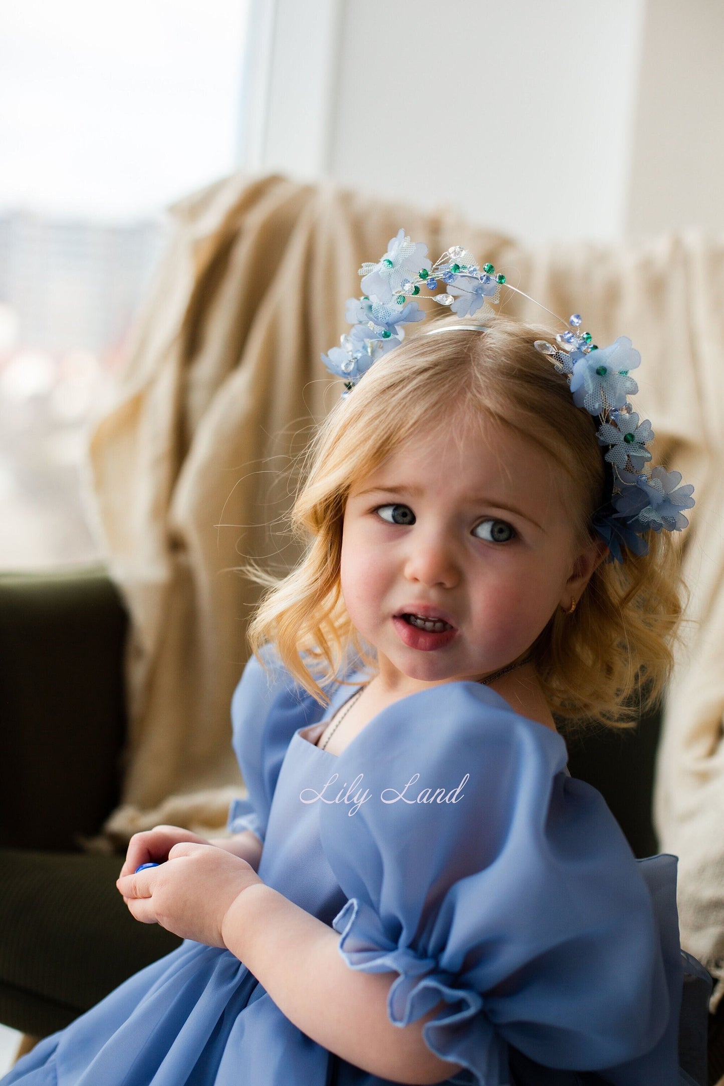 Blue Floral Girl Headband