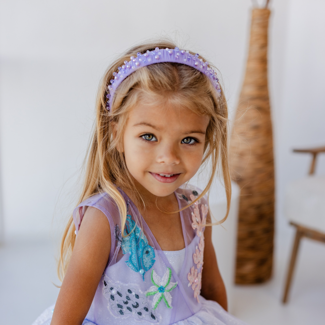 Lavender Girl Hair Hoop with Beads and Sequins