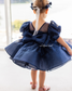 Kira Glitter Puffy Girl Dress in Dark Blue