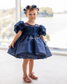 Kira Glitter Puffy Girl Dress in Dark Blue