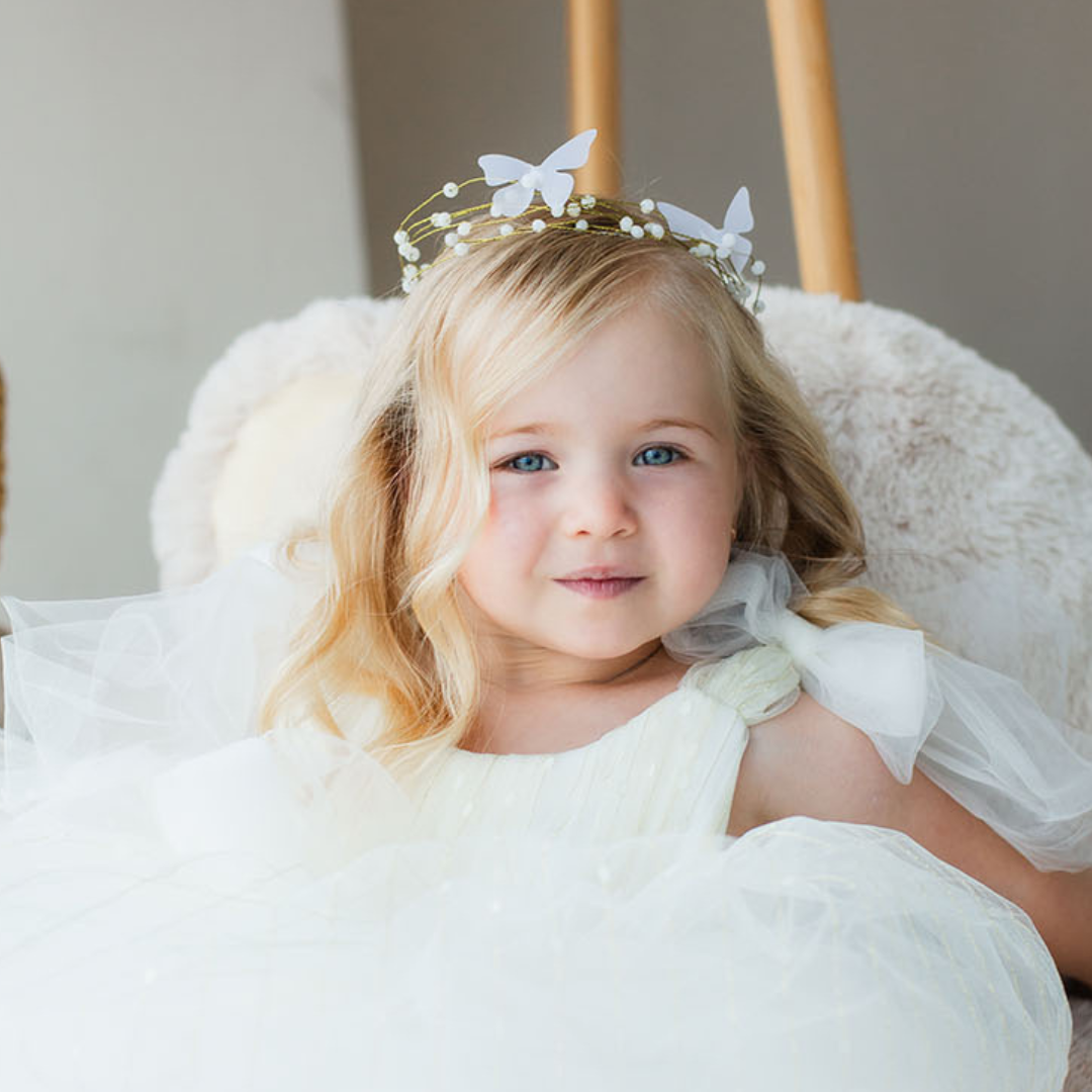 Girl Hair Accessories with Butterflies in Ivory