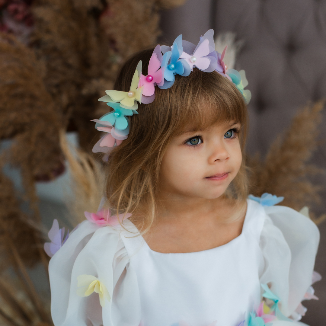 Diadema Niña con Mariposas Multicolores